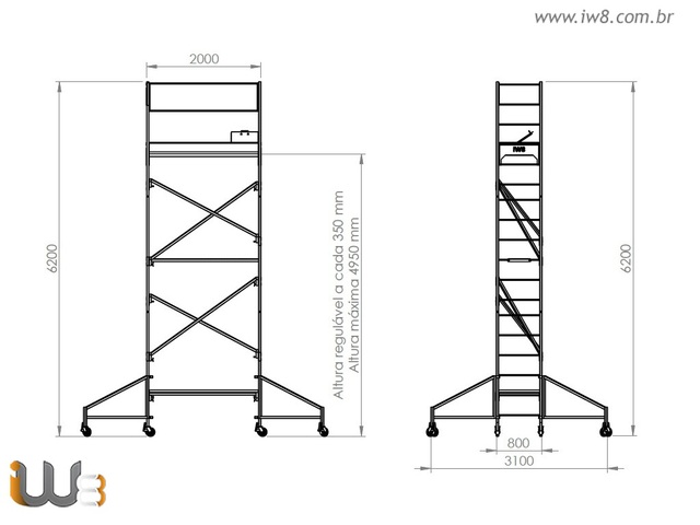 Andaime Tubular Industrial 6 Metros Galvanizado