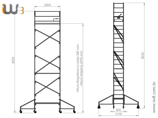 Andaime Tubular Industrial 8 Metros Galvanizado